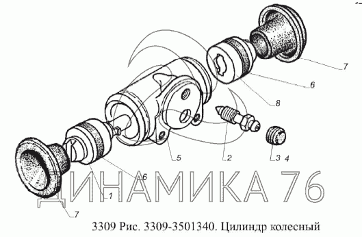 Цилиндр колесный на ГАЗ-3309 (Евро 2) (до 2008 г.)